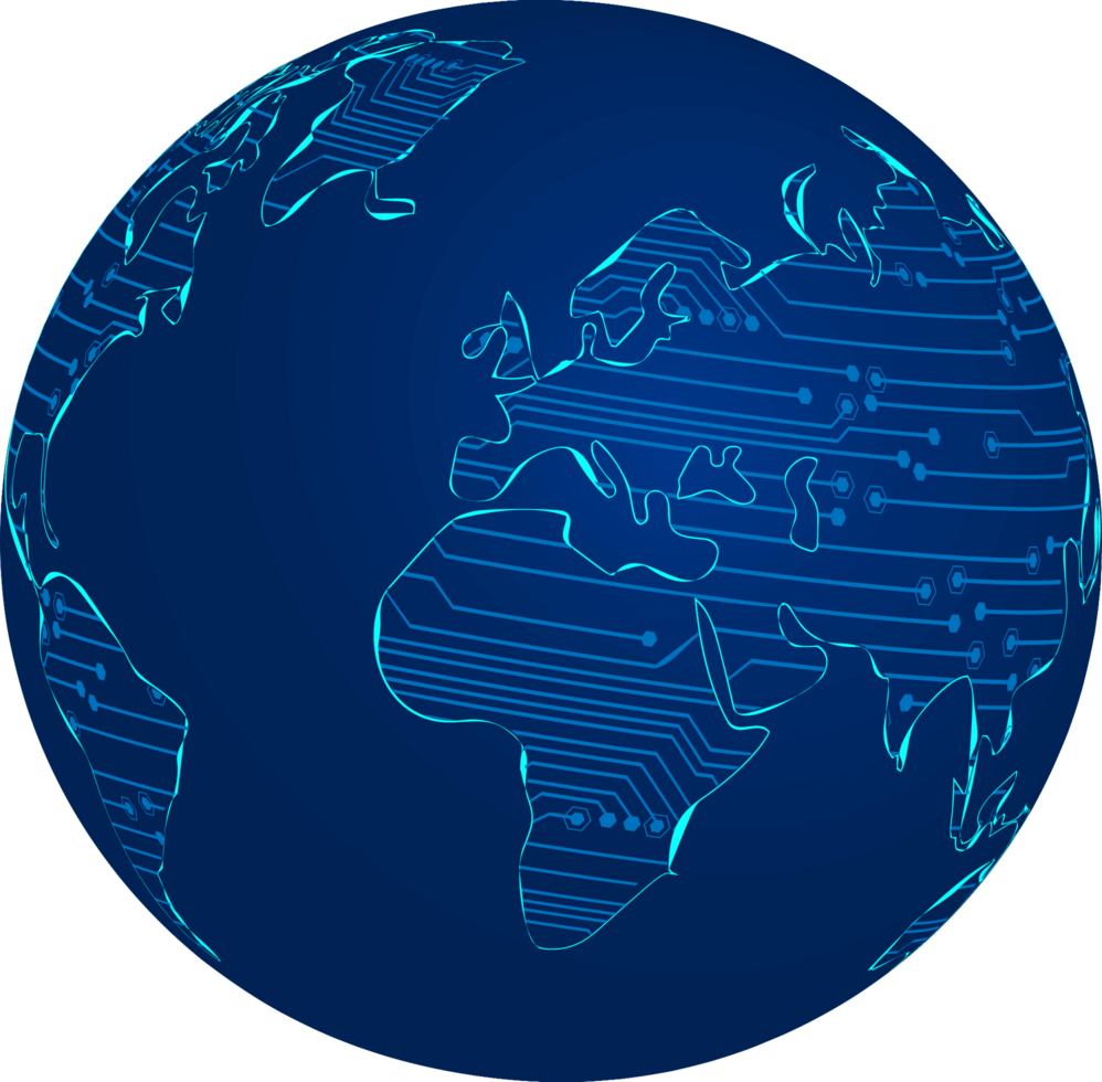 Blue Technology World Map Globe Cutout png