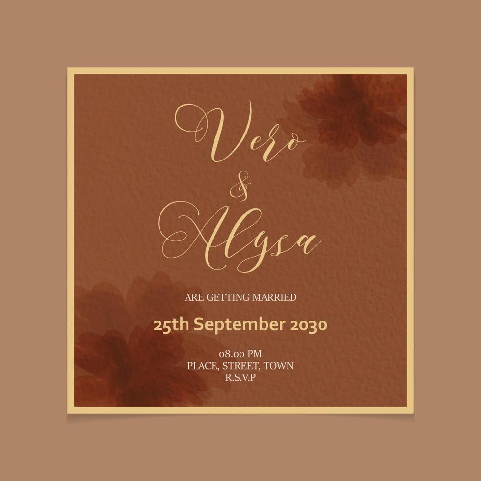 Floral watercolor wedding card paper texture vector