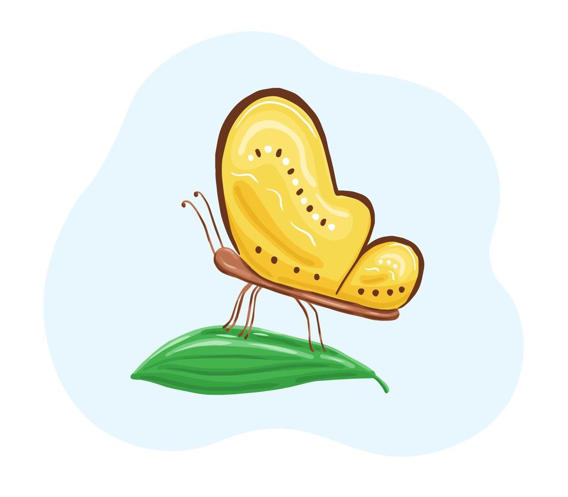 Butterfly on green leaf vector