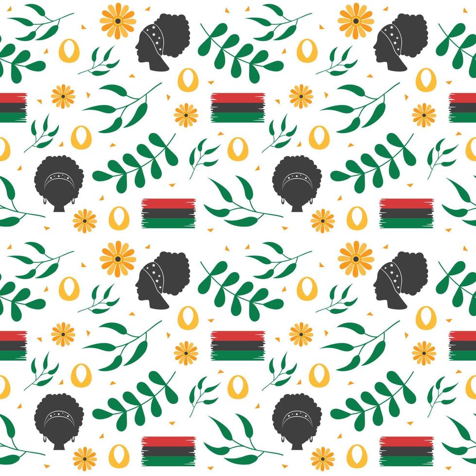 Happy Kwanzaa Holiday African Seamless Pattern Design with Festival Style Element on Template Hand Drawn Cartoon Flat Illustration vector