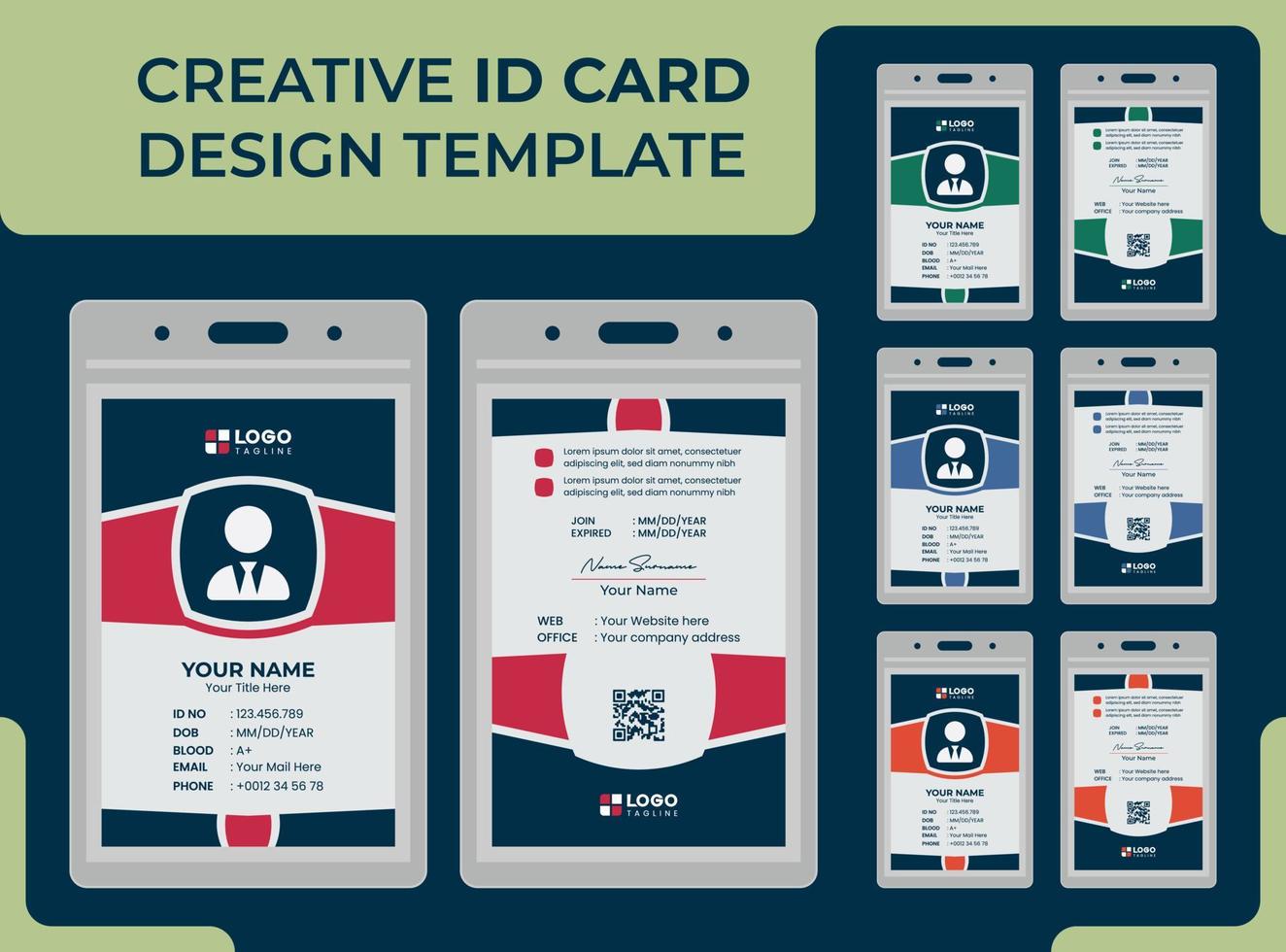 plantilla de diseño de tarjeta de identificación única moderna creativa profesional vector