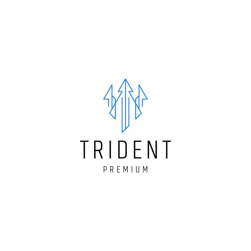 Trident line art logo icon design template vector