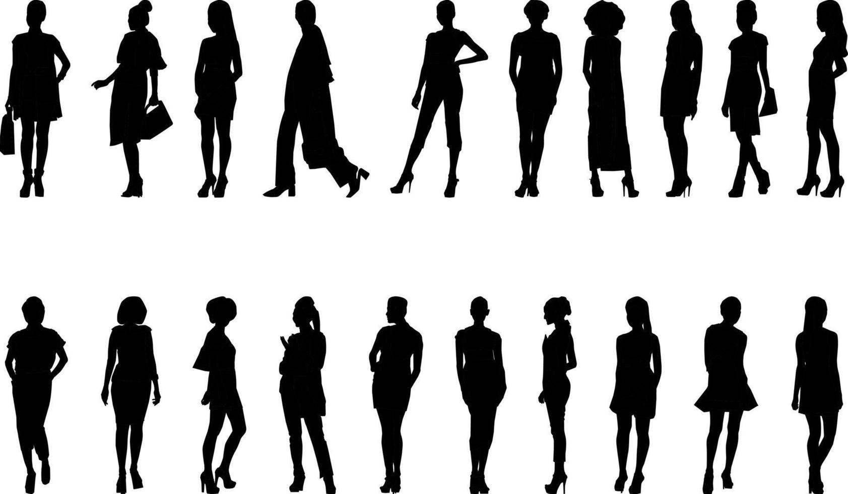 Fashionable womens activity silhouette, high resolution, and realistic. vector