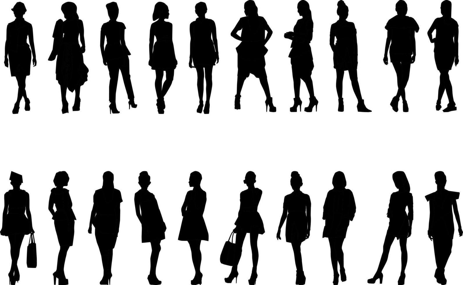 Fashionable womens activity silhouette, high resolution, and realistic. vector