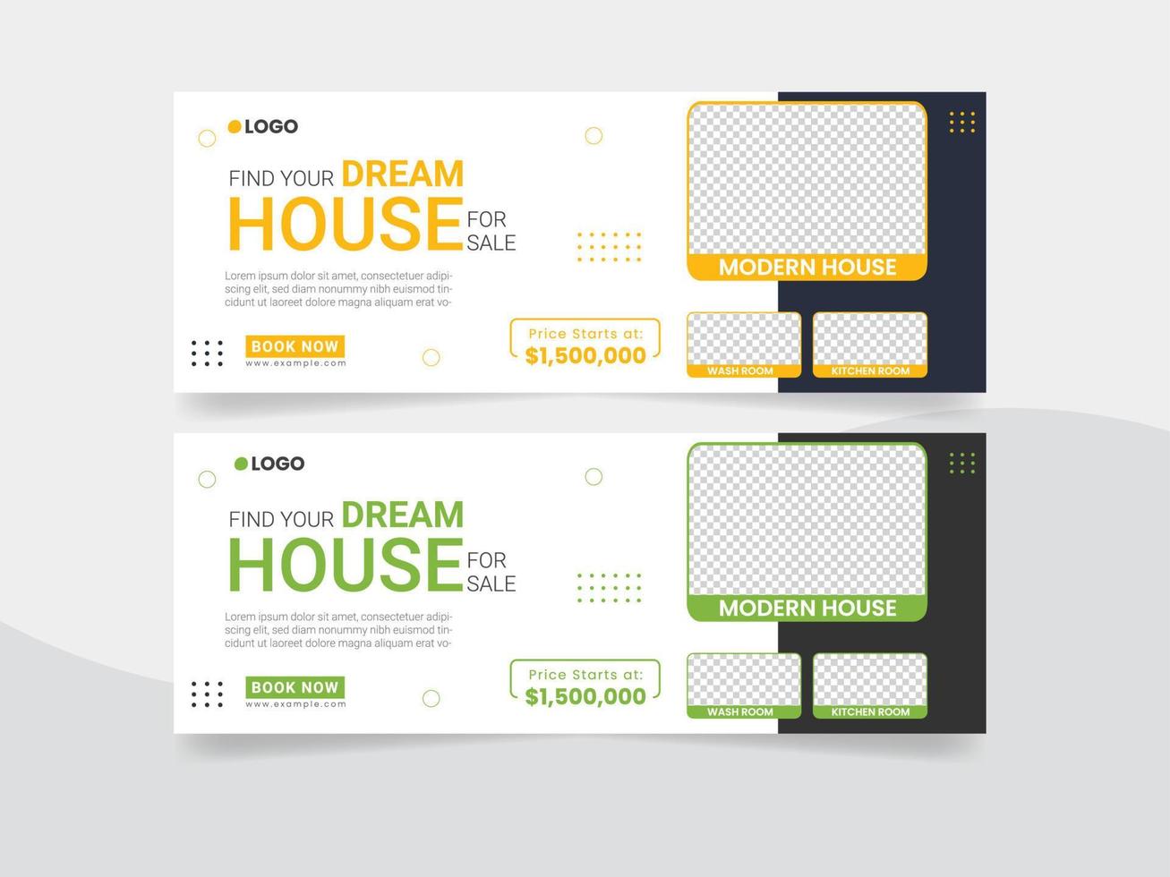 Real estate web banner and social media Facebook cover template vector