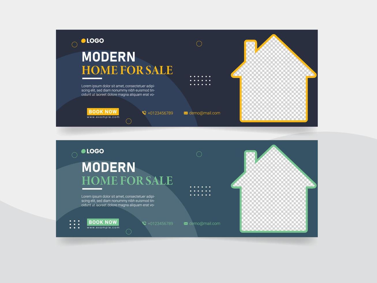 Real estate web banner and social media Facebook cover template vector