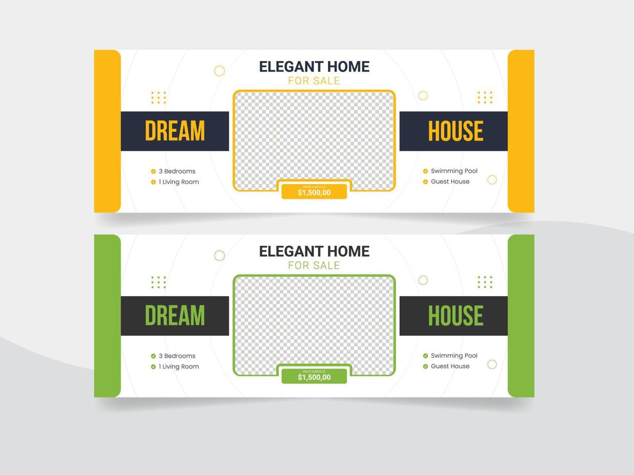 Real estate web banner and social media Facebook cover template vector