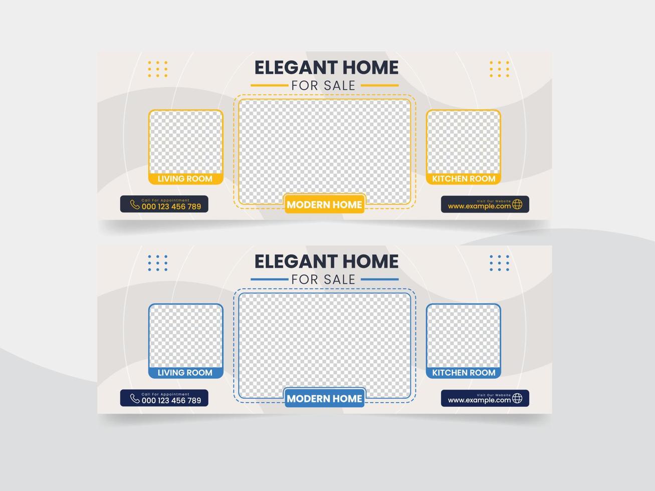 Real estate web banner and social media Facebook cover template vector