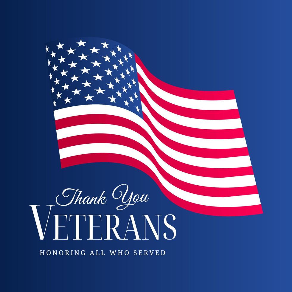Thank You Veterans greeting card vector