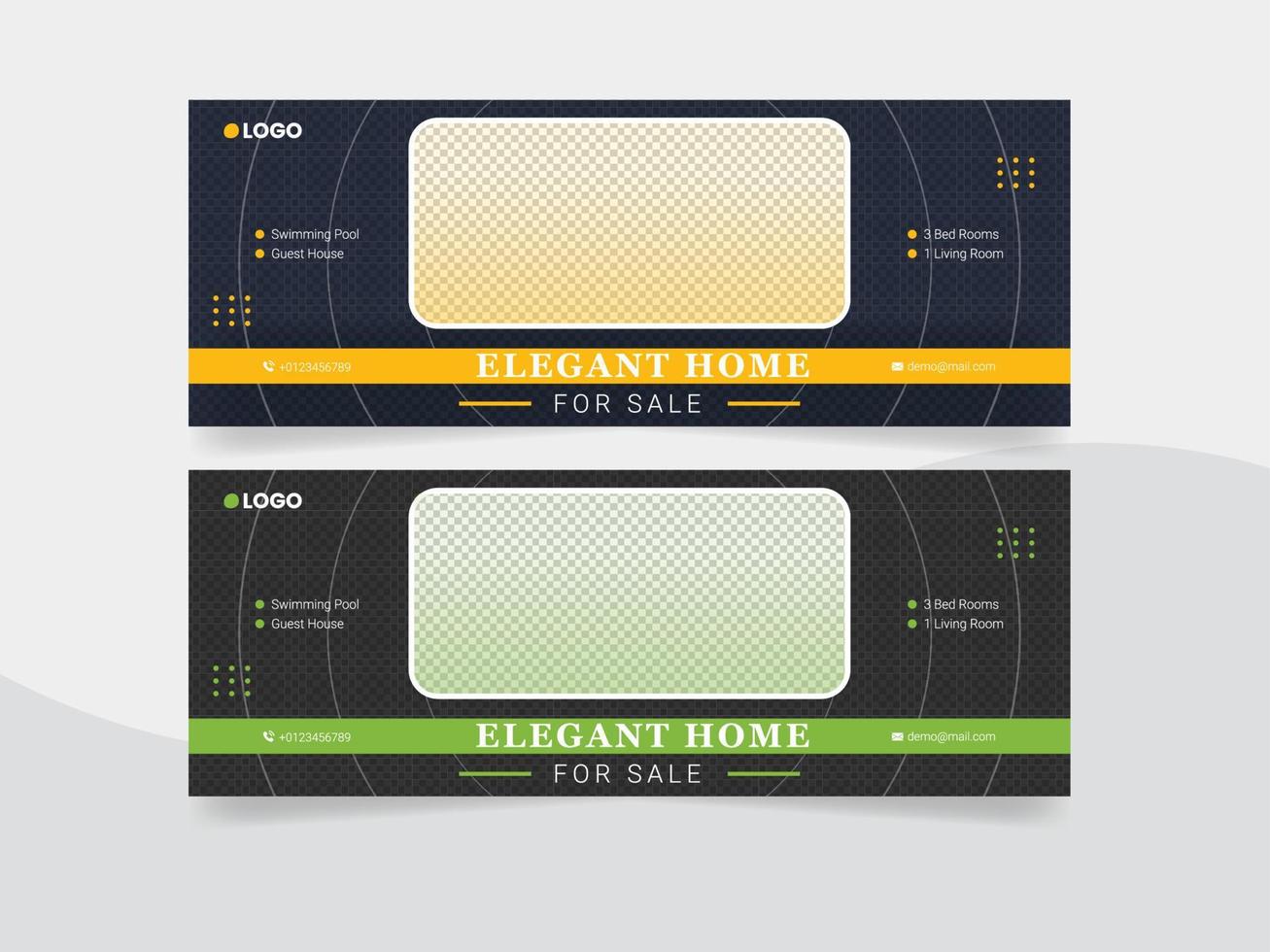 Real estate web banner and social media Facebook cover template vector