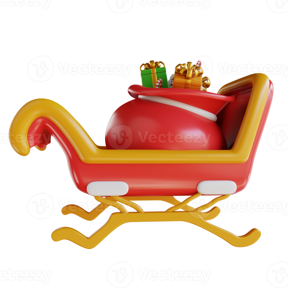 3d illustration Santa Claus gift car png