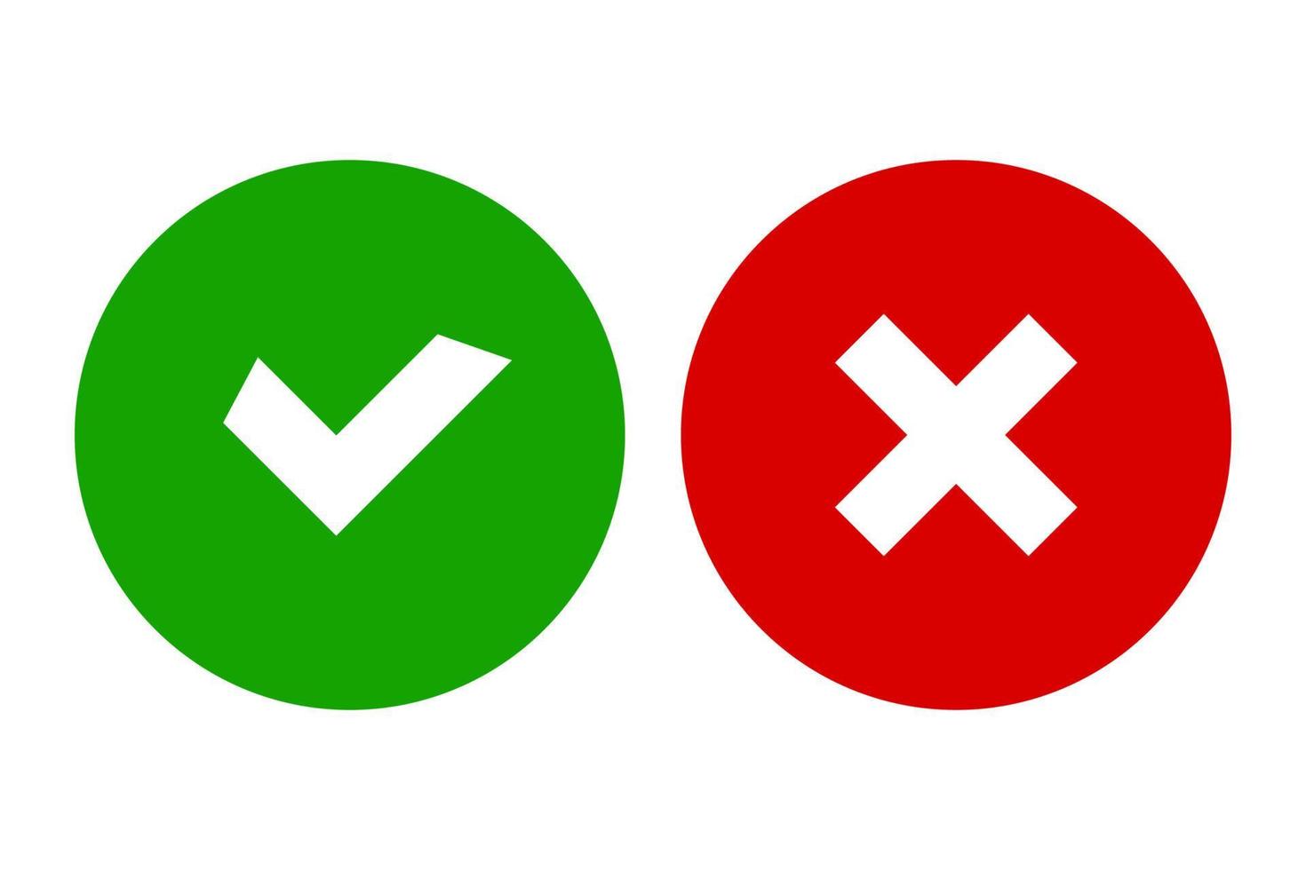 buttons with a checkmark and a cross vector