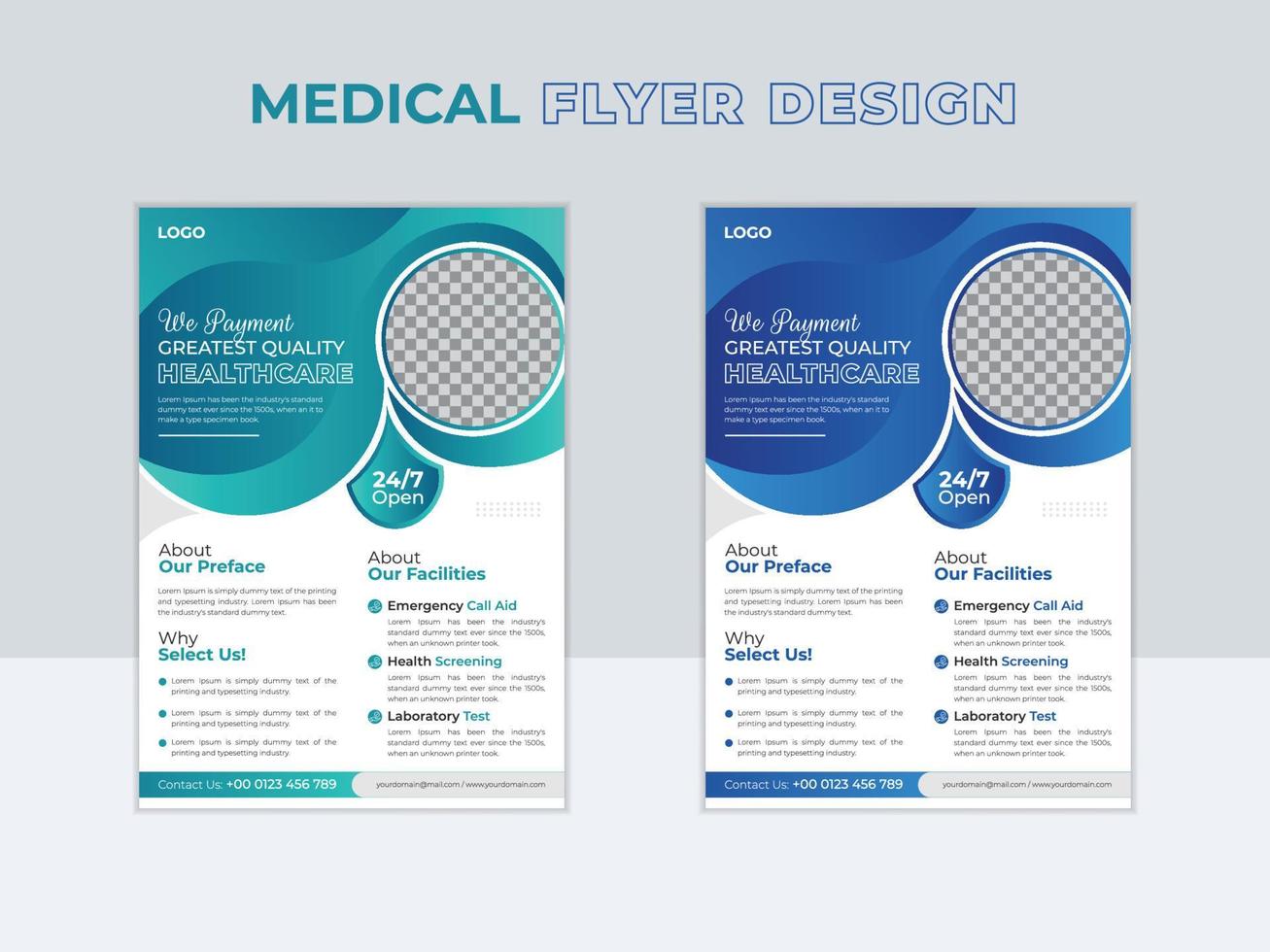 Healthcare medical flyer layout design template vector