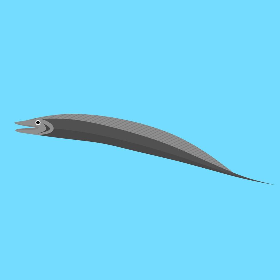 vector silueta de un cola de pelo en un Armada azul antecedentes. esta pescado vive en tropical aguas, sus cuerpo es largo, esbelto y tiene un grande cabeza.