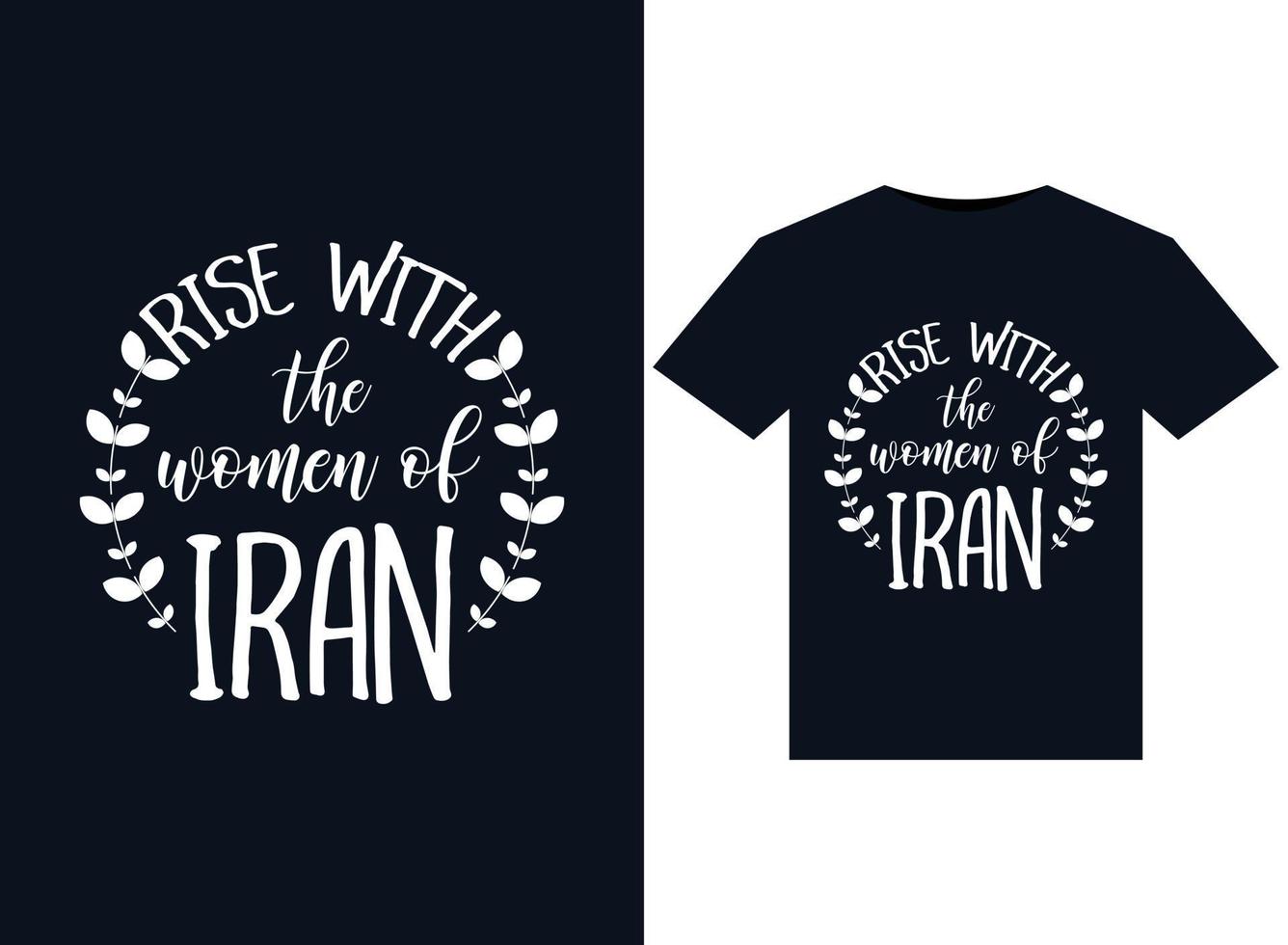 Levántate con las ilustraciones de las mujeres de Irán para el diseño de camisetas listas para imprimir vector