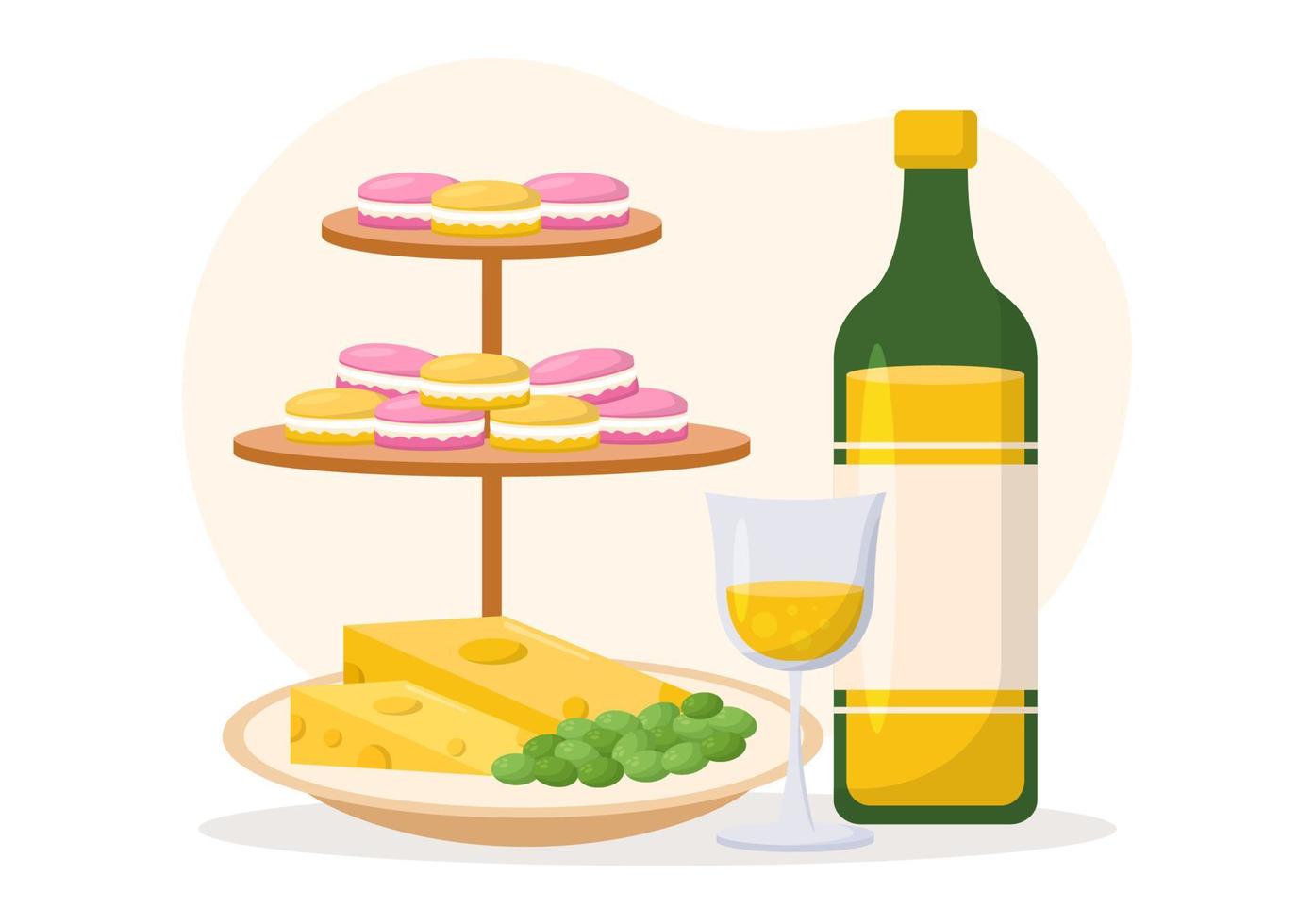 restaurante de cocina francesa con varios platos de comida tradicional o nacional de francia en ilustración de plantillas dibujadas a mano de dibujos animados de estilo plano vector