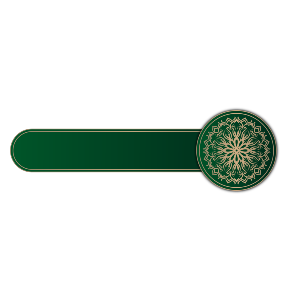 luxury mandala ornament, green and gold, round border png