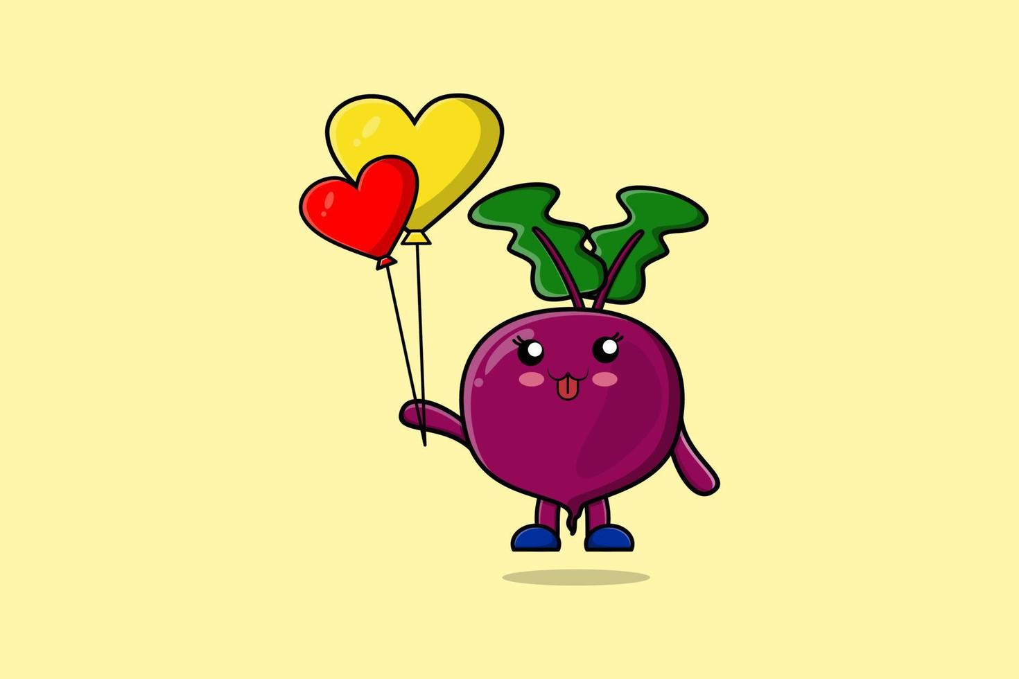 Cute cartoon Beetroot floating with love balloon vector