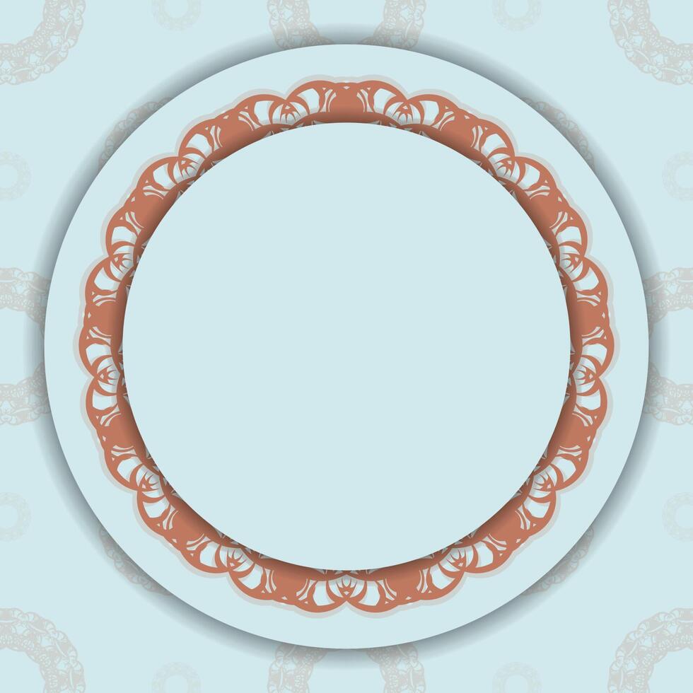 Vintage coral pattern aquamarine flyer for your congratulations. vector