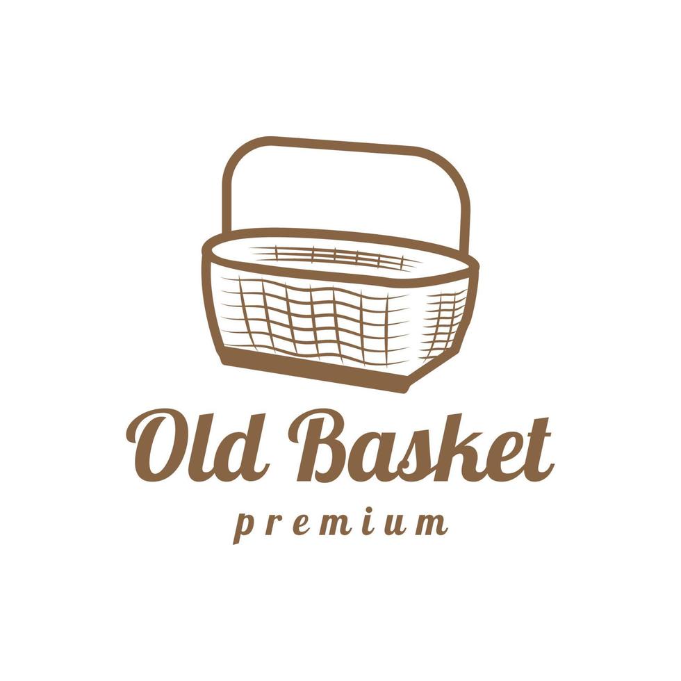 wicker basket vector logo design template. handicraft or traditional craftsmanship icon.