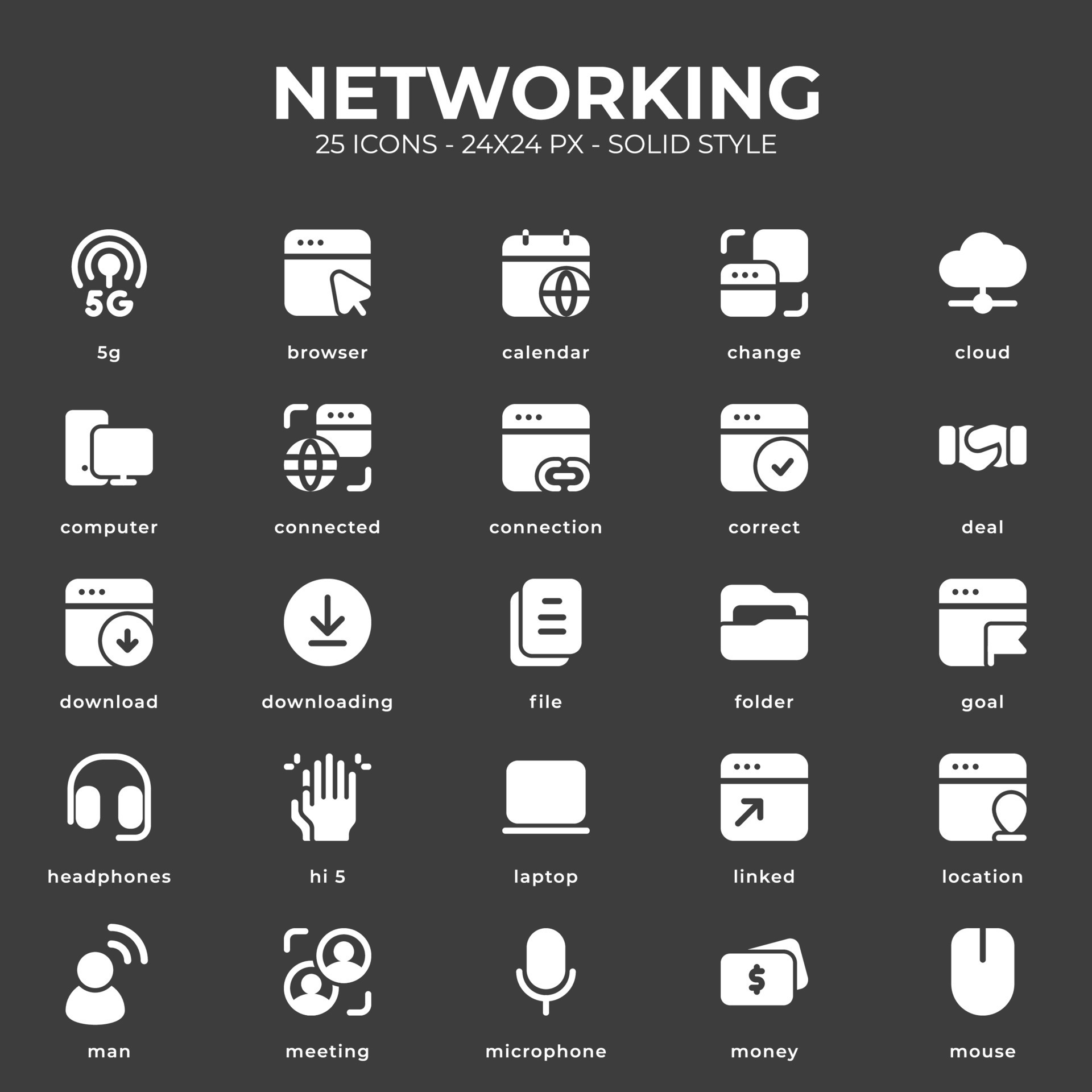 Networking Icon Pack With Black Color 19639650 Vector Art at Vecteezy