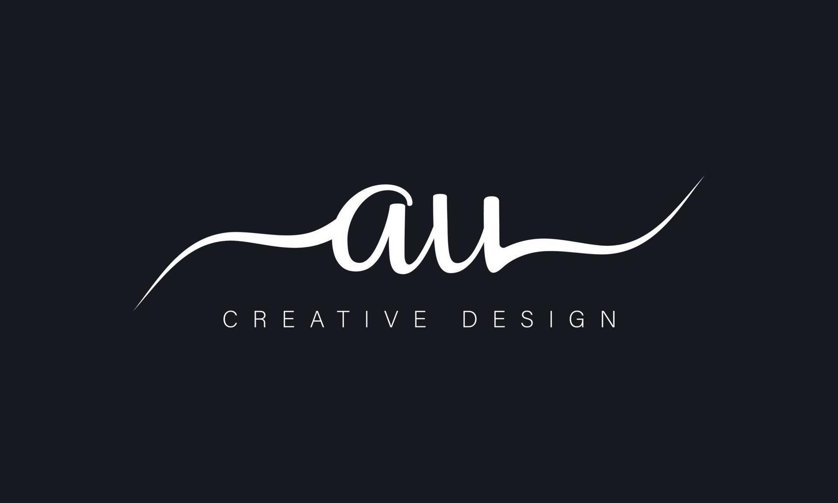 Handwriting style letter AU logo design. AU logo design vector pro vector.