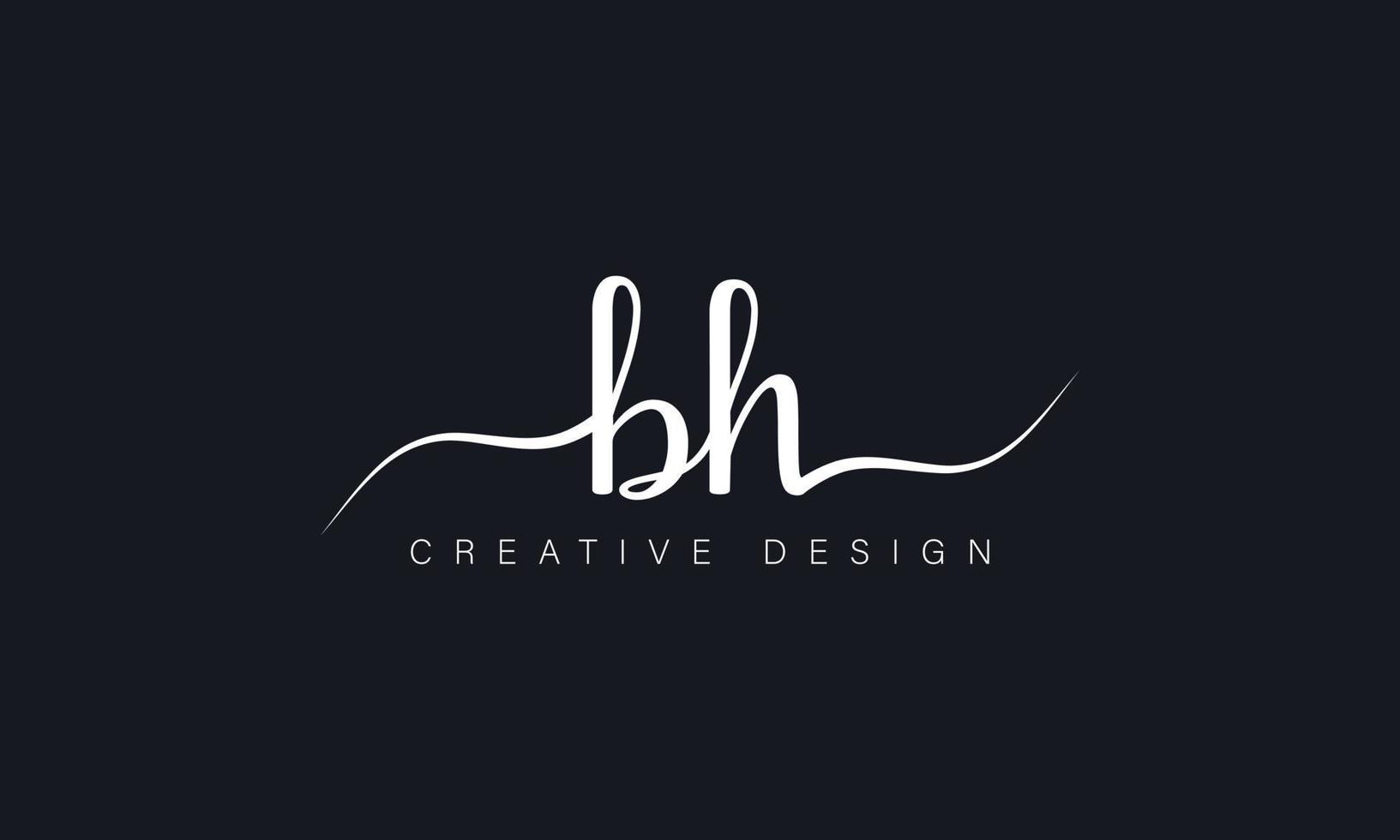 Handwriting style letter BH logo design. BH logo design vector pro vector.