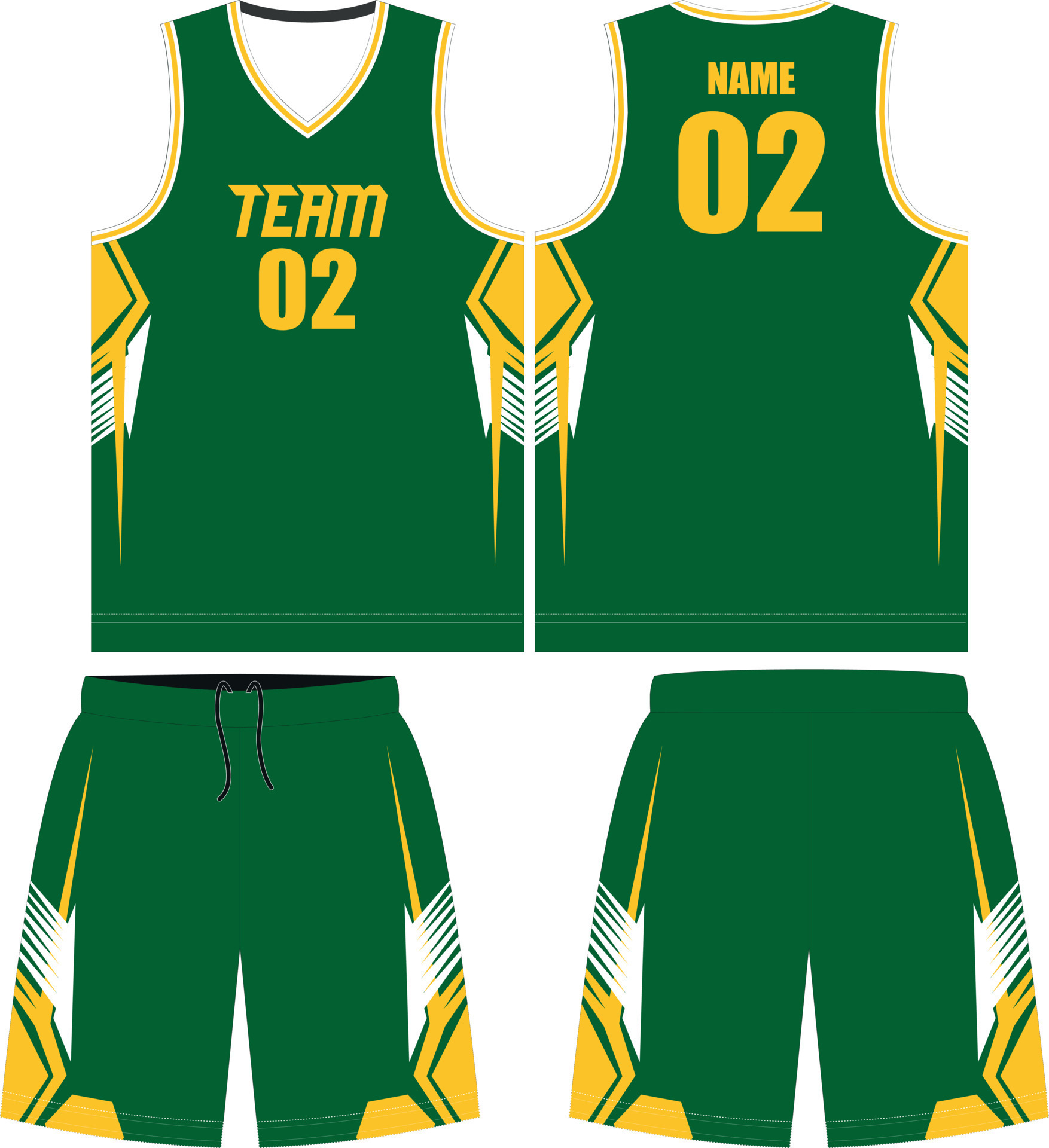 Basketball Uniform design. Basketball complete uniform front and