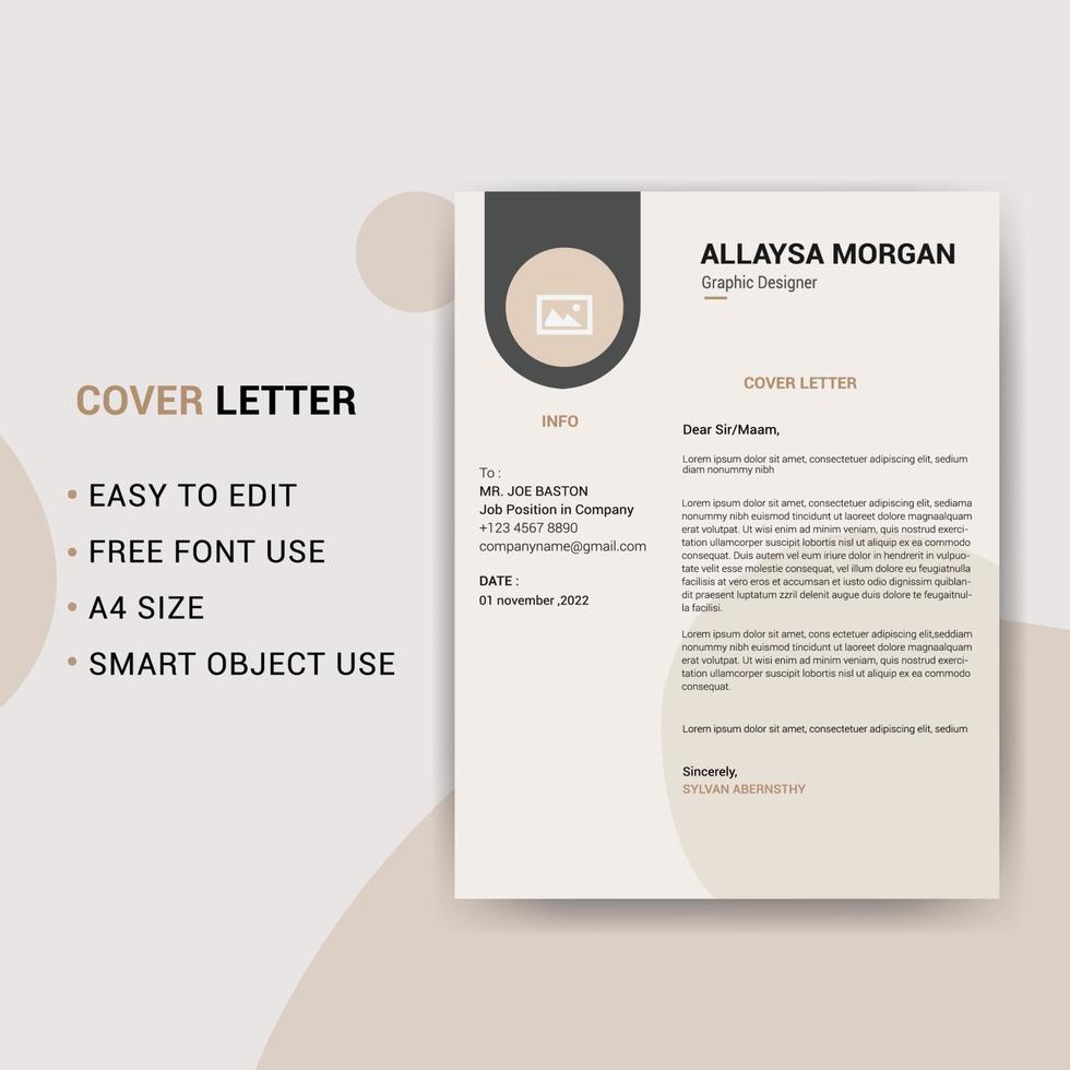 cover letter template design vector