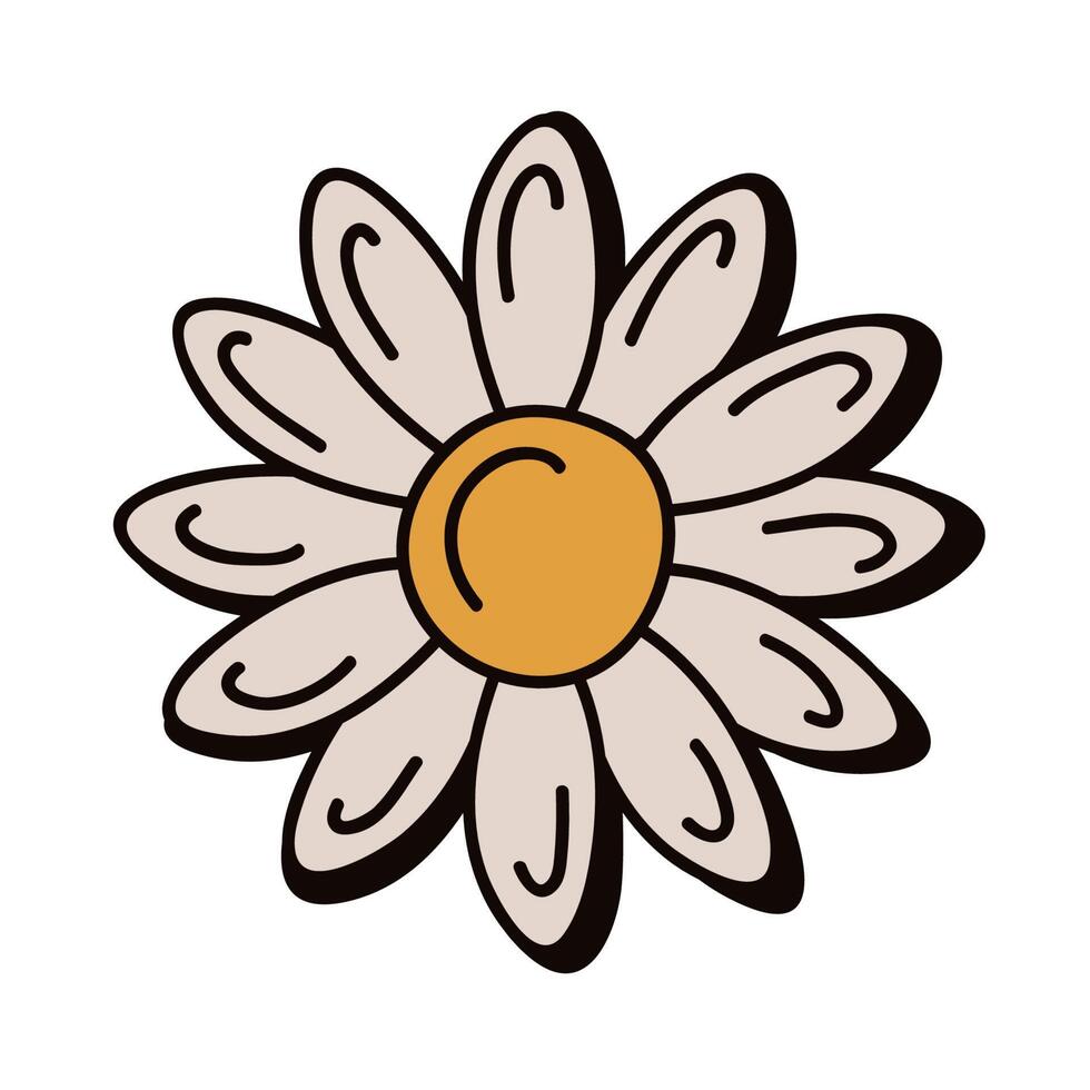 white flower retro style vector