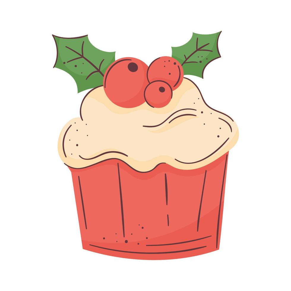 merry christmas cupcake vector