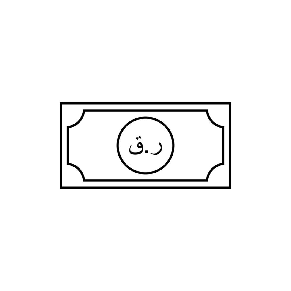 Qatar Currency Icon Symbol, Qatari Riyal, Arabic Version. QAR Sign. Vector Illustration
