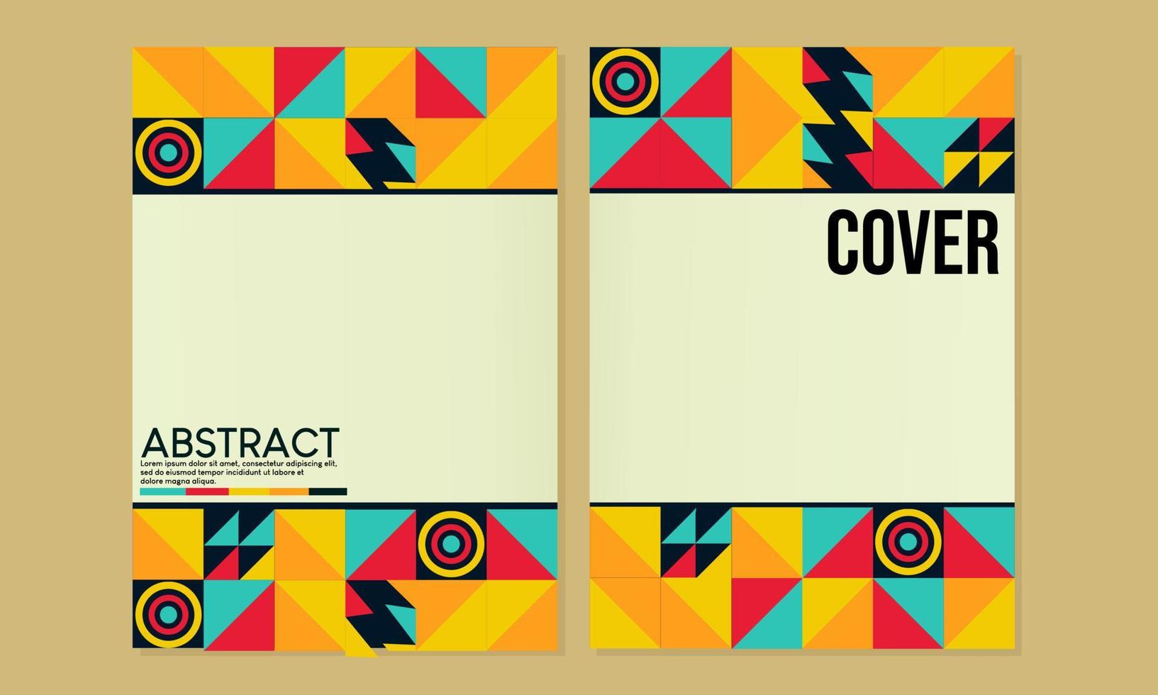 Poster templates set with abstract Geometric shapes, Retro, bauhaus, swiss geometric style design elements. for covers, banners,book,annual report, flyers and posters. vector