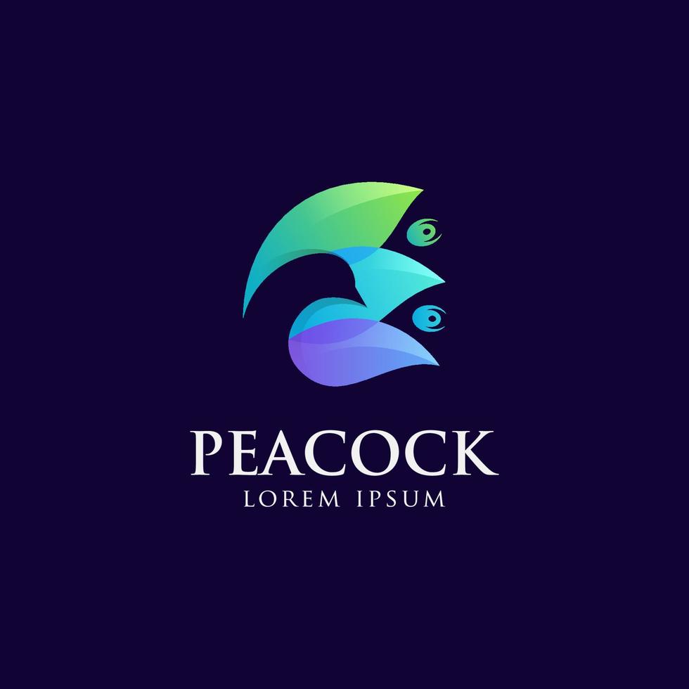 ilustración del logotipo del vector de pavo real de cabeza animal, logotipos de aves de belleza natural