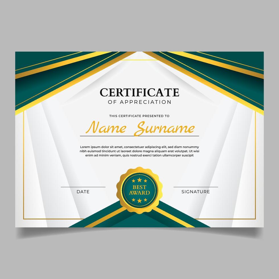 Modern Green Professional Certificate Template vector