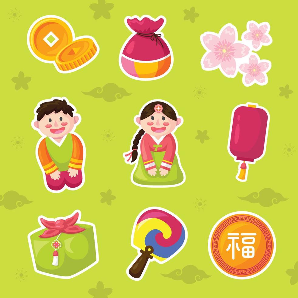 Seolall Sticker Collection in Cartoon Style vector