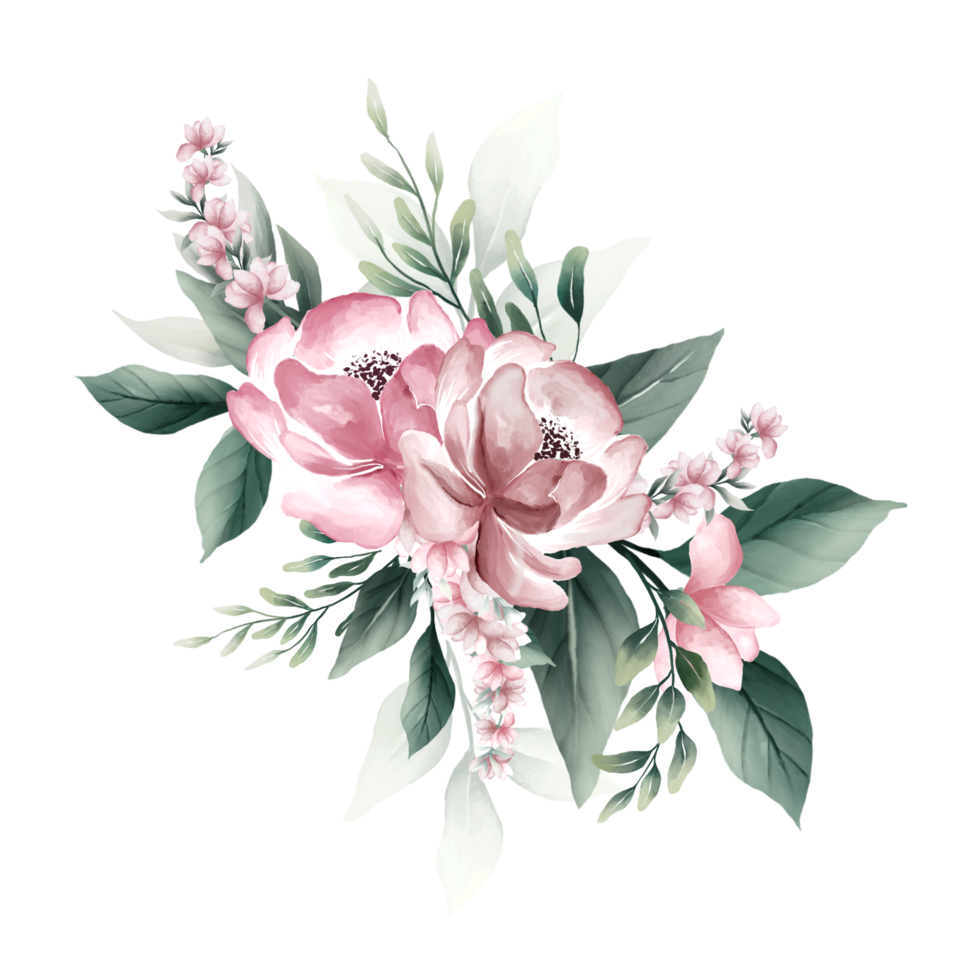 mazzo di rosa acquerello fiori png