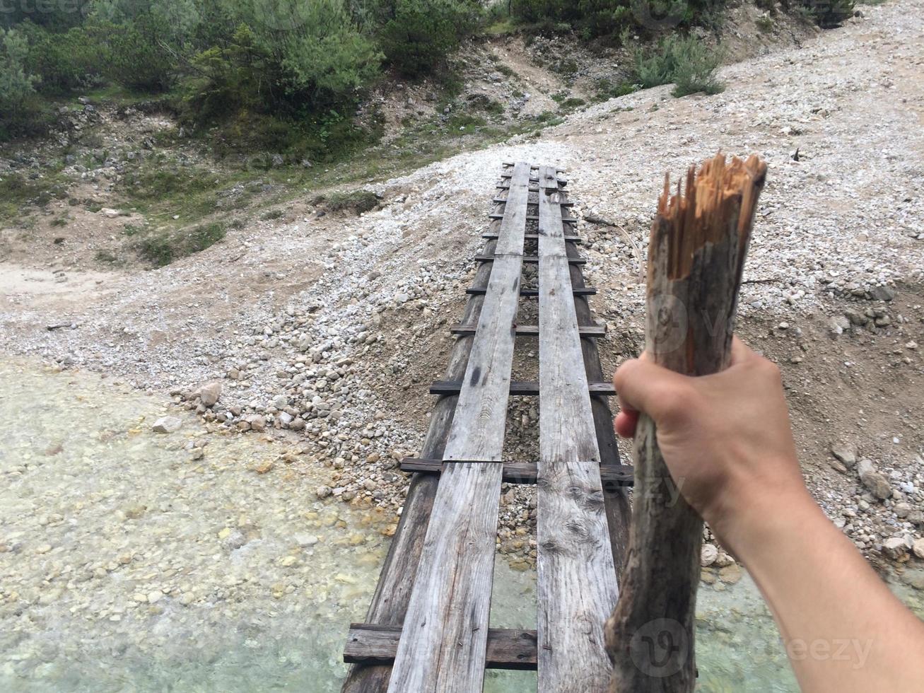 Point of view of a hiker in the Alps photo