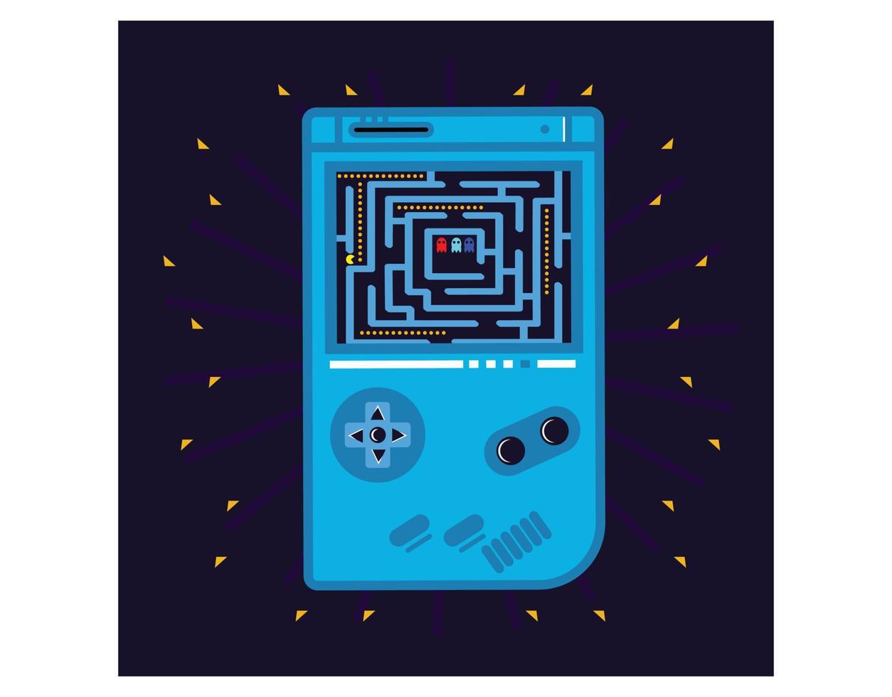 Nintendo GameBoy Console Vector Illustration. Gaming Mascot Logo. Character. Old Retro Games. Flat Cartoon Style Suitable for Web Landing Pages, Banners, Flyers, Stickers, Cards, Backgrounds