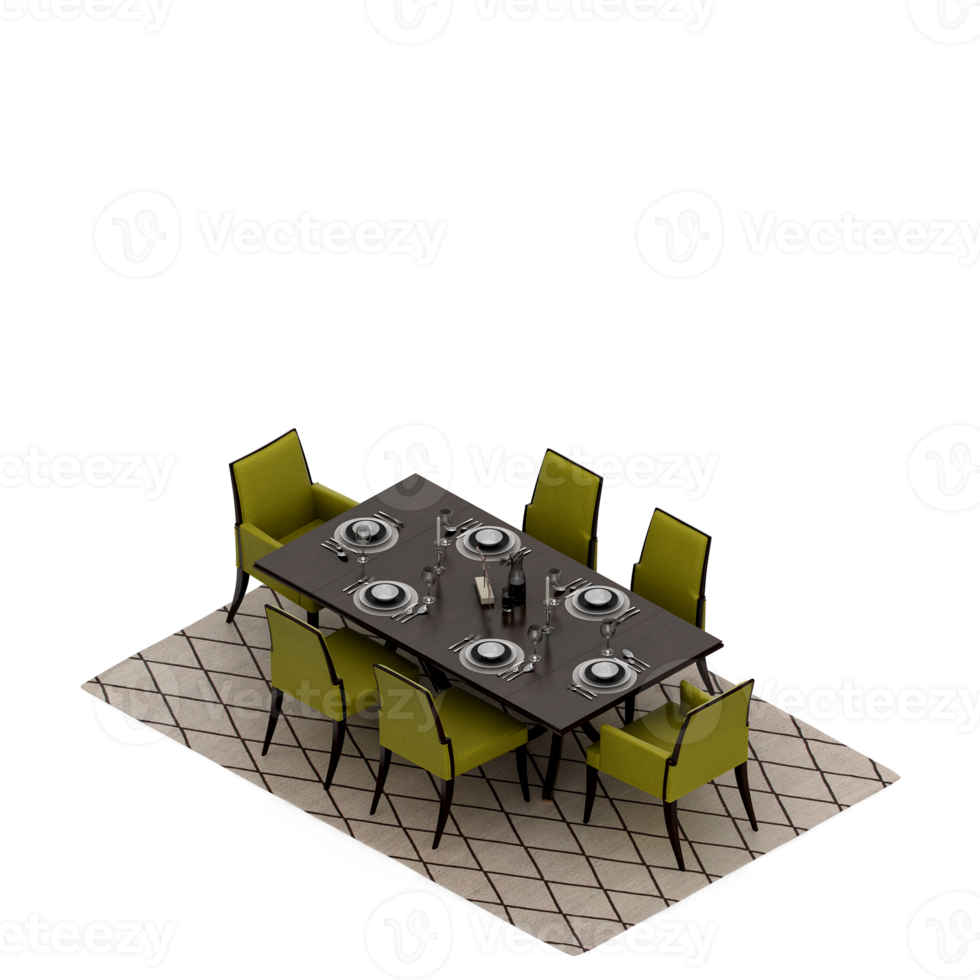 isometrisk tabell uppsättning perspektiv 3d framställa png