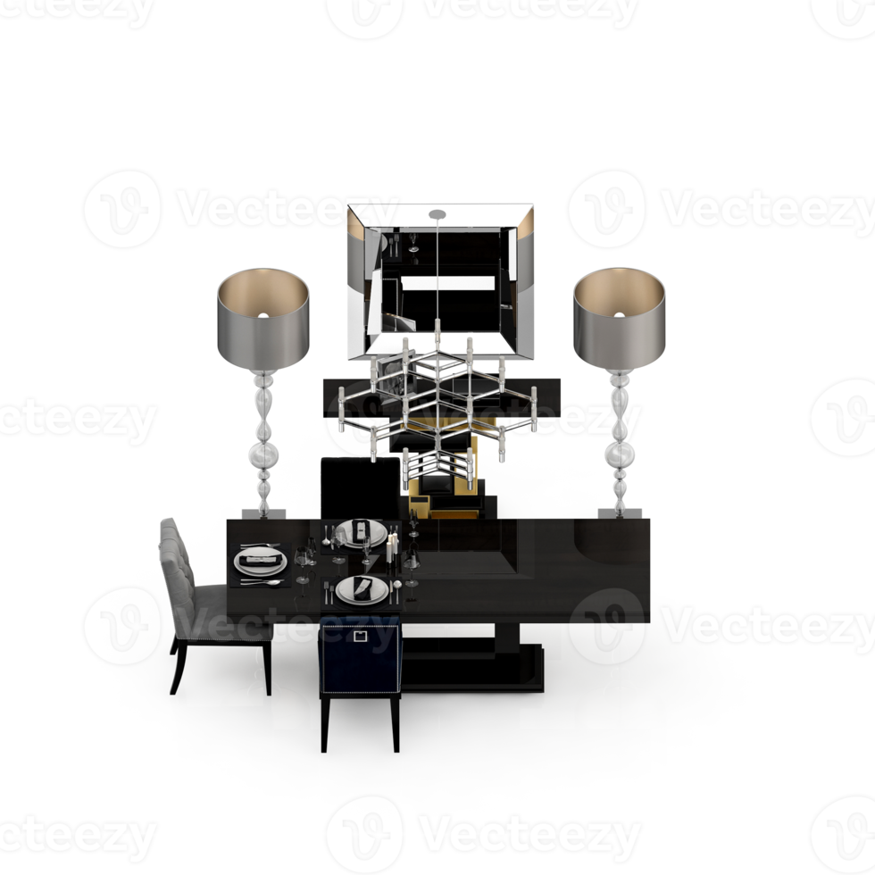 Isometric Table set Perspective 3D render png