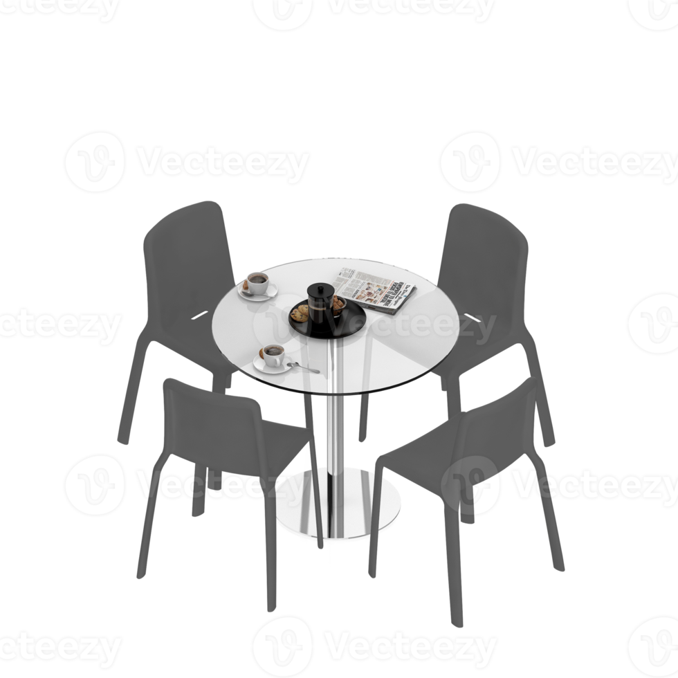 Isometric Table set Perspective 3D render png