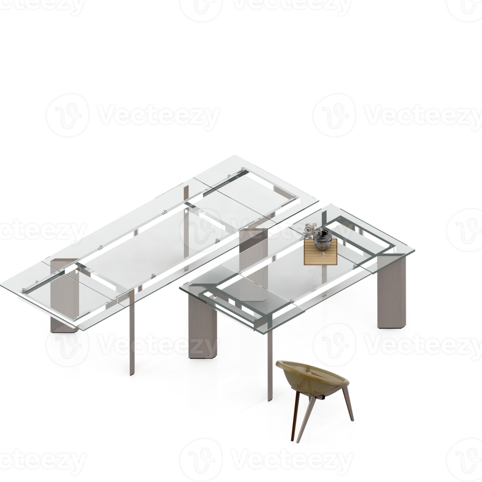 Isometric Table set Perspective 3D render png