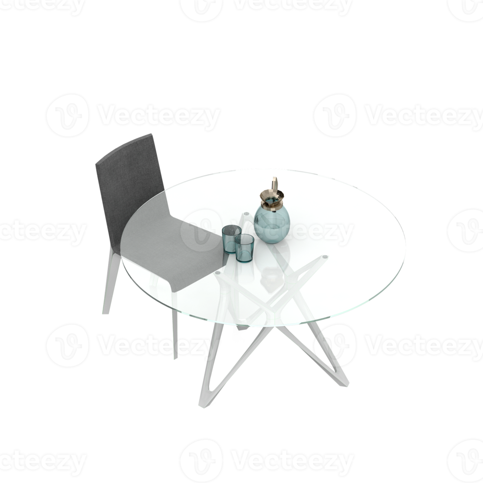 Isometric Table set Perspective 3D render png