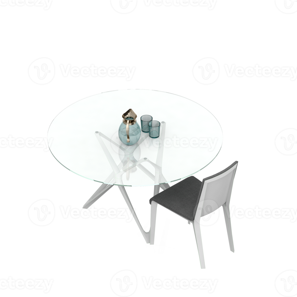 Isometric Table set Perspective 3D render png