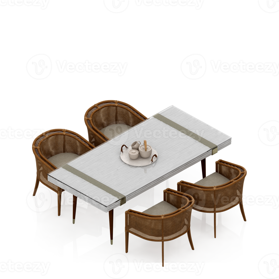 Isometric Table set Perspective 3D render png