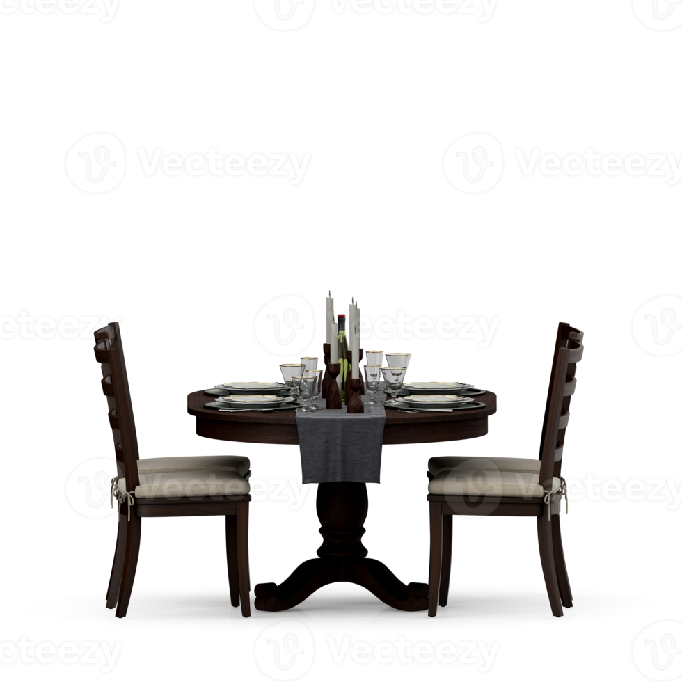 conjunto de mesa isométrica render 3d frontal png