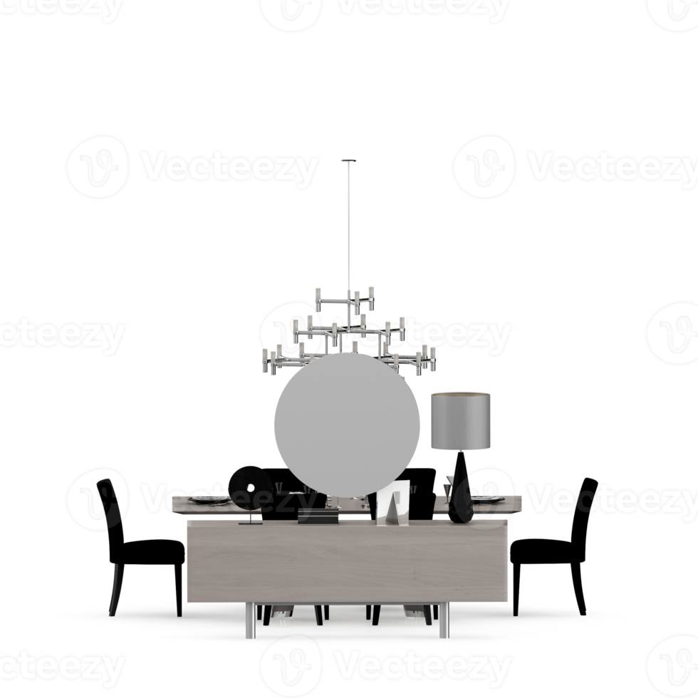 Isometric Table set front 3D render png