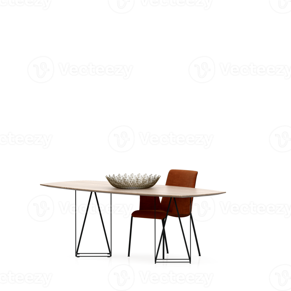 Isometric Table set front 3D render png