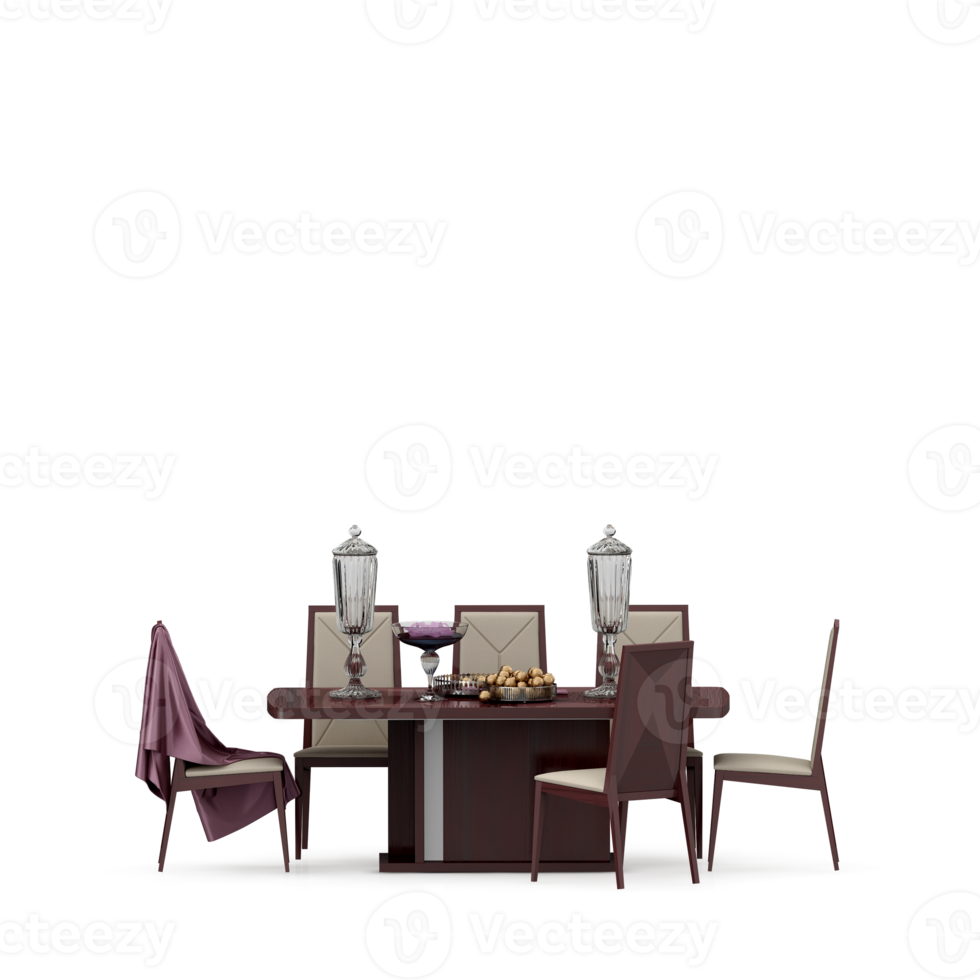 Isometric Table set front 3D render png
